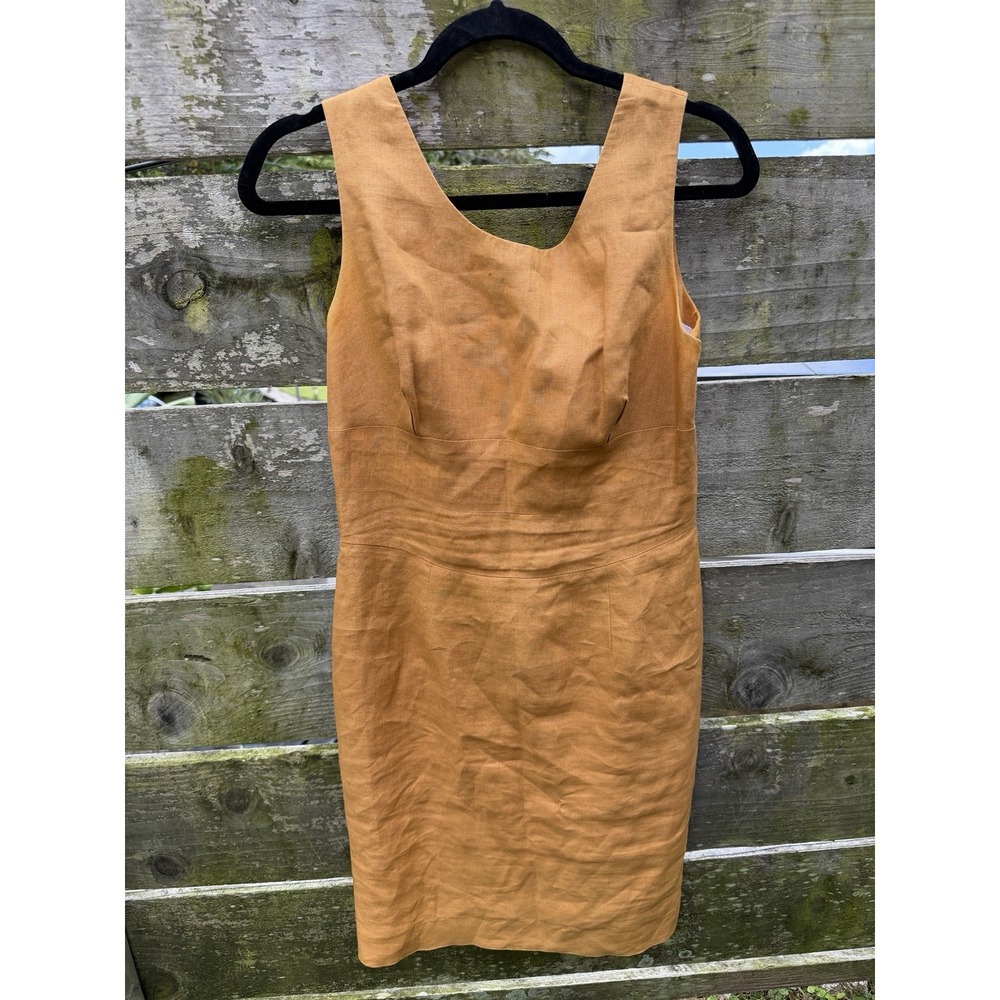CRISCA by Escada Linen Mini Dress Vintage 80s Secretary Office Crisscross Back